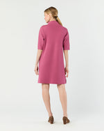 Load image into Gallery viewer, Rowan Short-Sleeved Funnel-Neck Dress in Heather Pink Extra Fine Merino Wool
