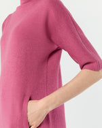 Load image into Gallery viewer, Rowan Short-Sleeved Funnel-Neck Dress in Heather Pink Extra Fine Merino Wool
