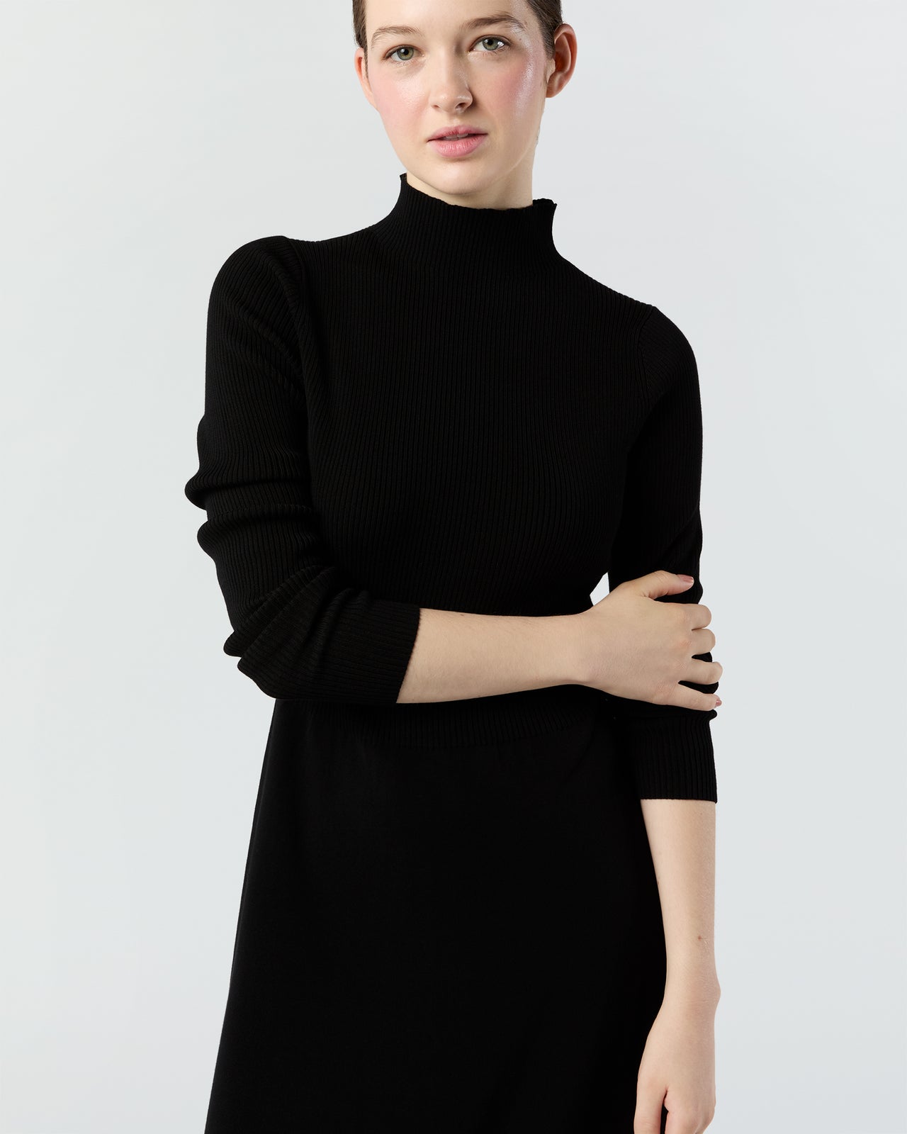 Long-Sleeved Charlotte Dress in Black Ice Cotton | Shop Ann Mashburn