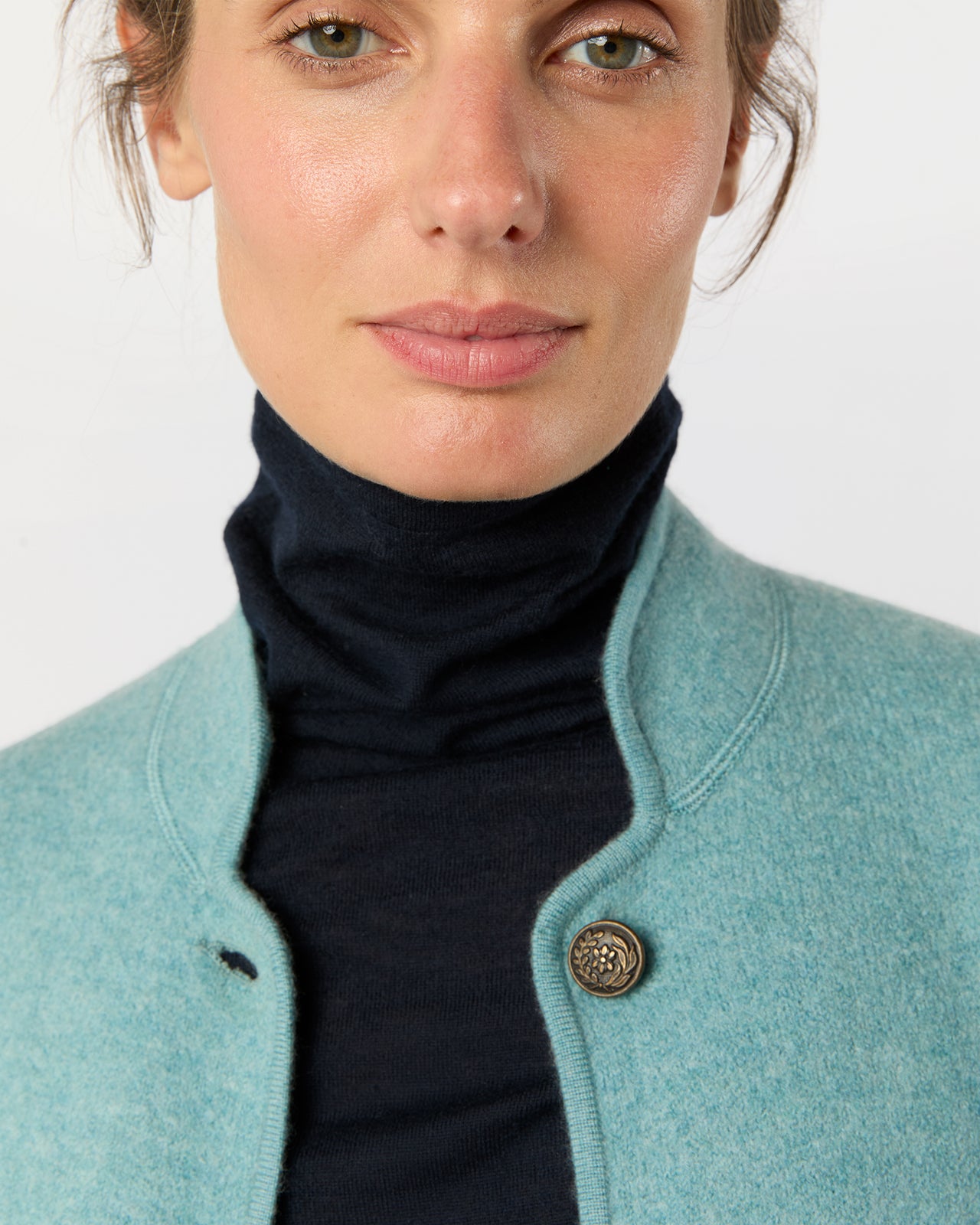 Tyrolean Jacket in Misty Blue Boiled Wool