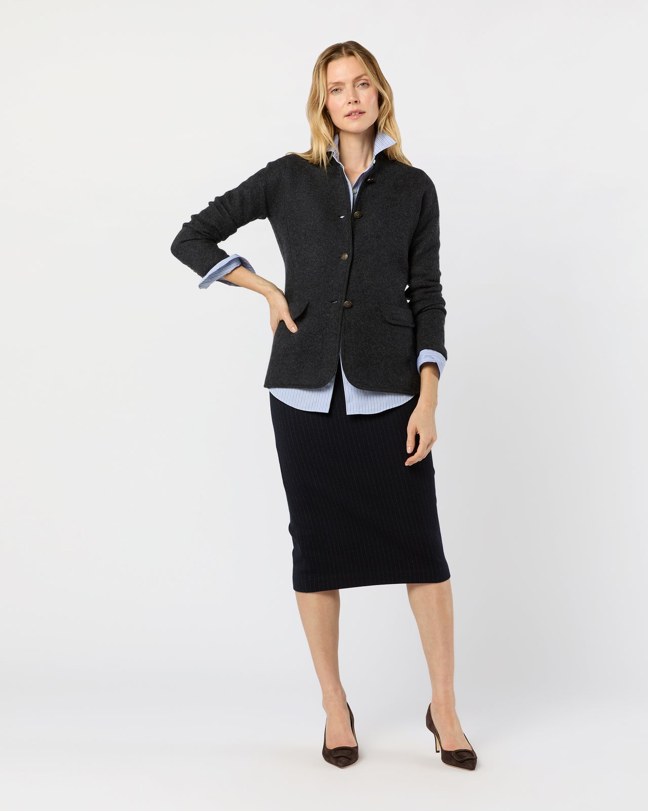 Tyrolean Jacket in Heather Charcoal Boiled Wool