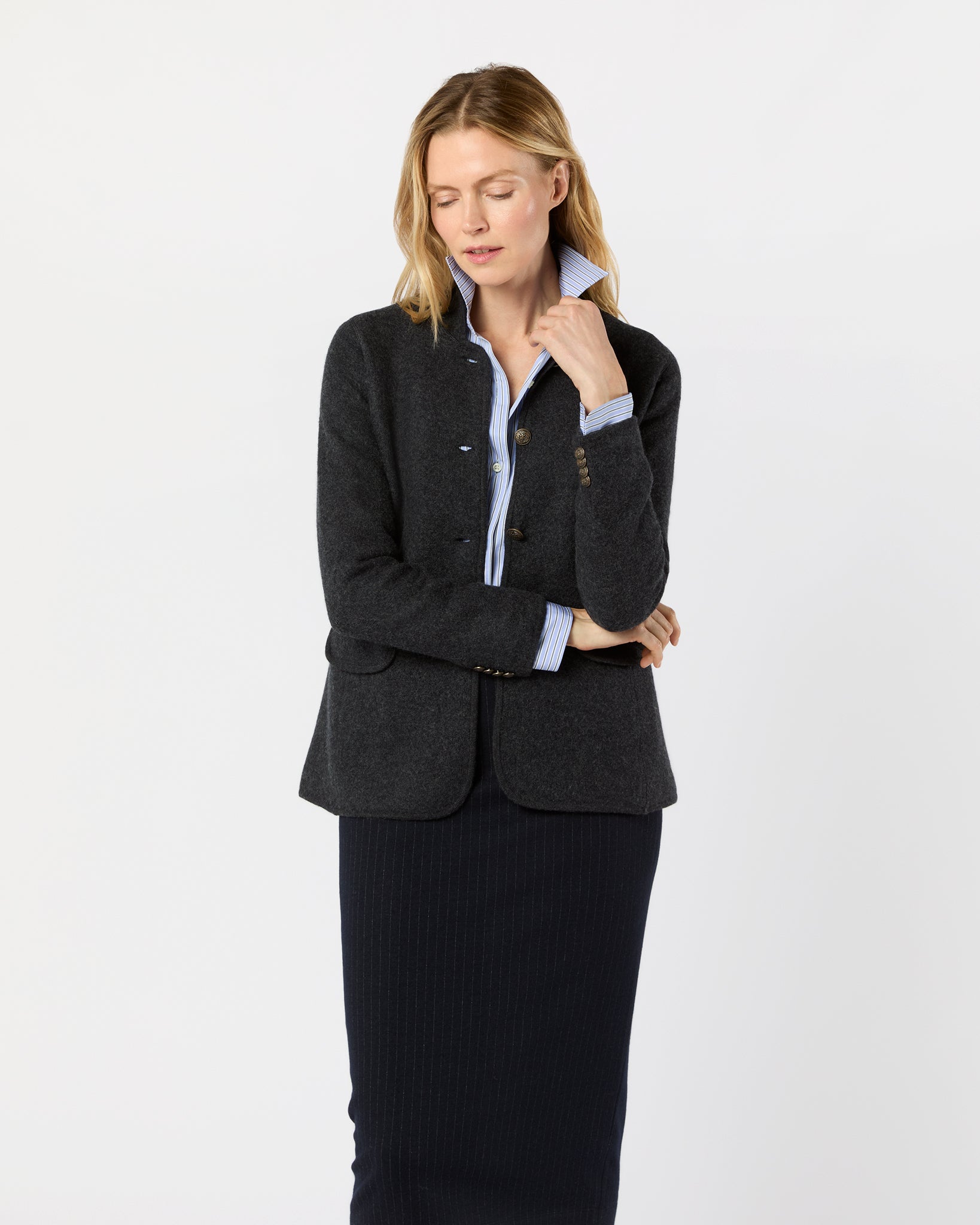 Tyrolean Jacket in Heather Charcoal Boiled Wool