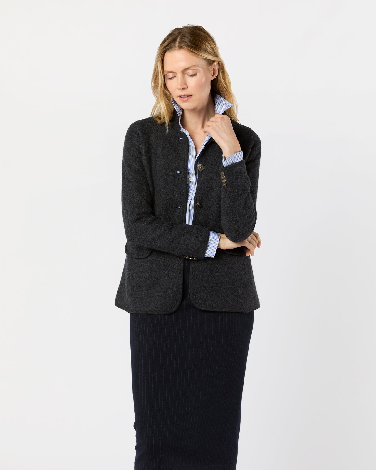 Tyrolean Jacket in Heather Charcoal Boiled Wool