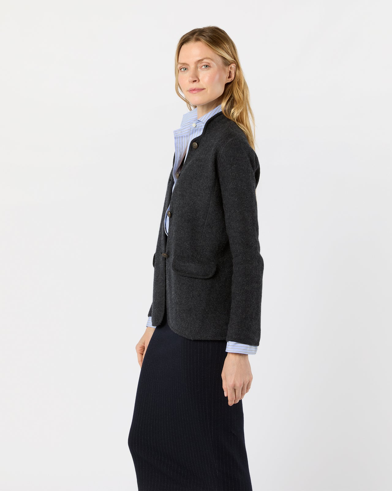 Tyrolean Jacket in Heather Charcoal Boiled Wool