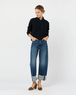 Load image into Gallery viewer, Victorine Sweater in Navy Extra Fine Merino Wool
