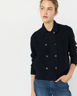 Load image into Gallery viewer, Victorine Sweater in Navy Extra Fine Merino Wool
