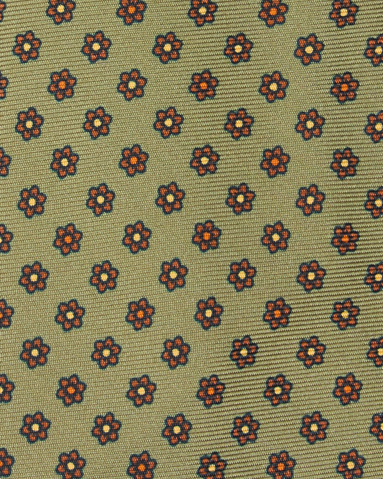 Silk Print Tie in Olive/Brown Multi Flower