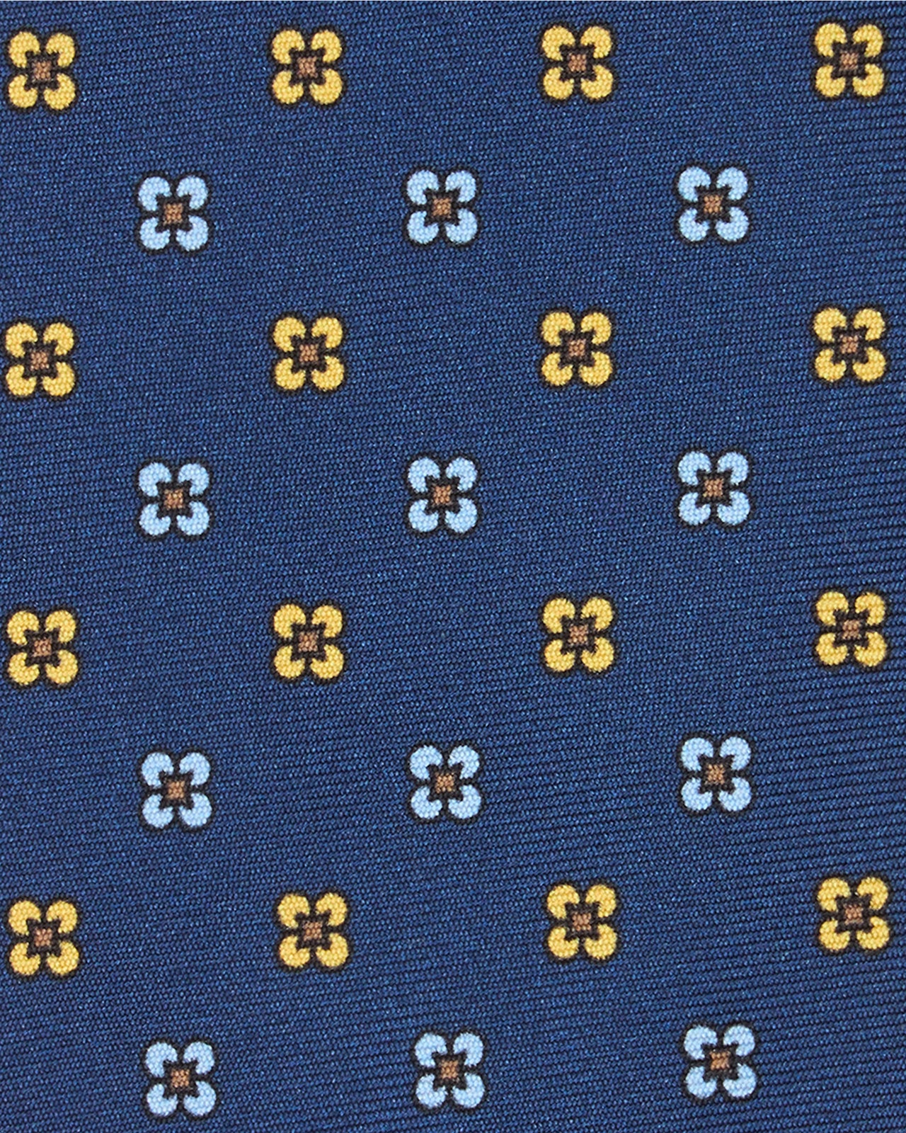 Silk Print Tie in Navy/Gold/Sky Flower