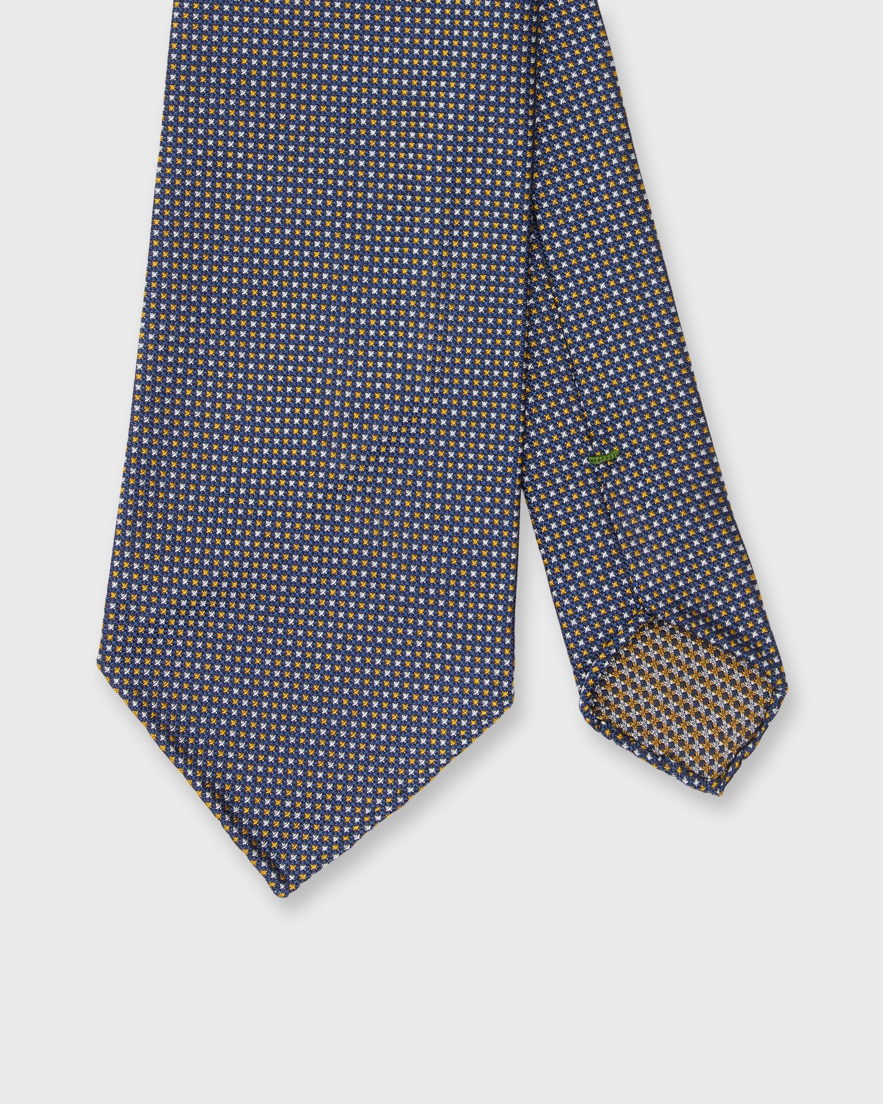 Silk Woven Tie in Navy/Yellow/Bone Diamond