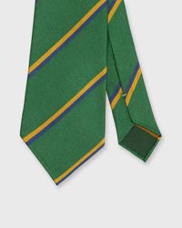 Silk Woven Tie in Green/Yellow/Navy Stripe