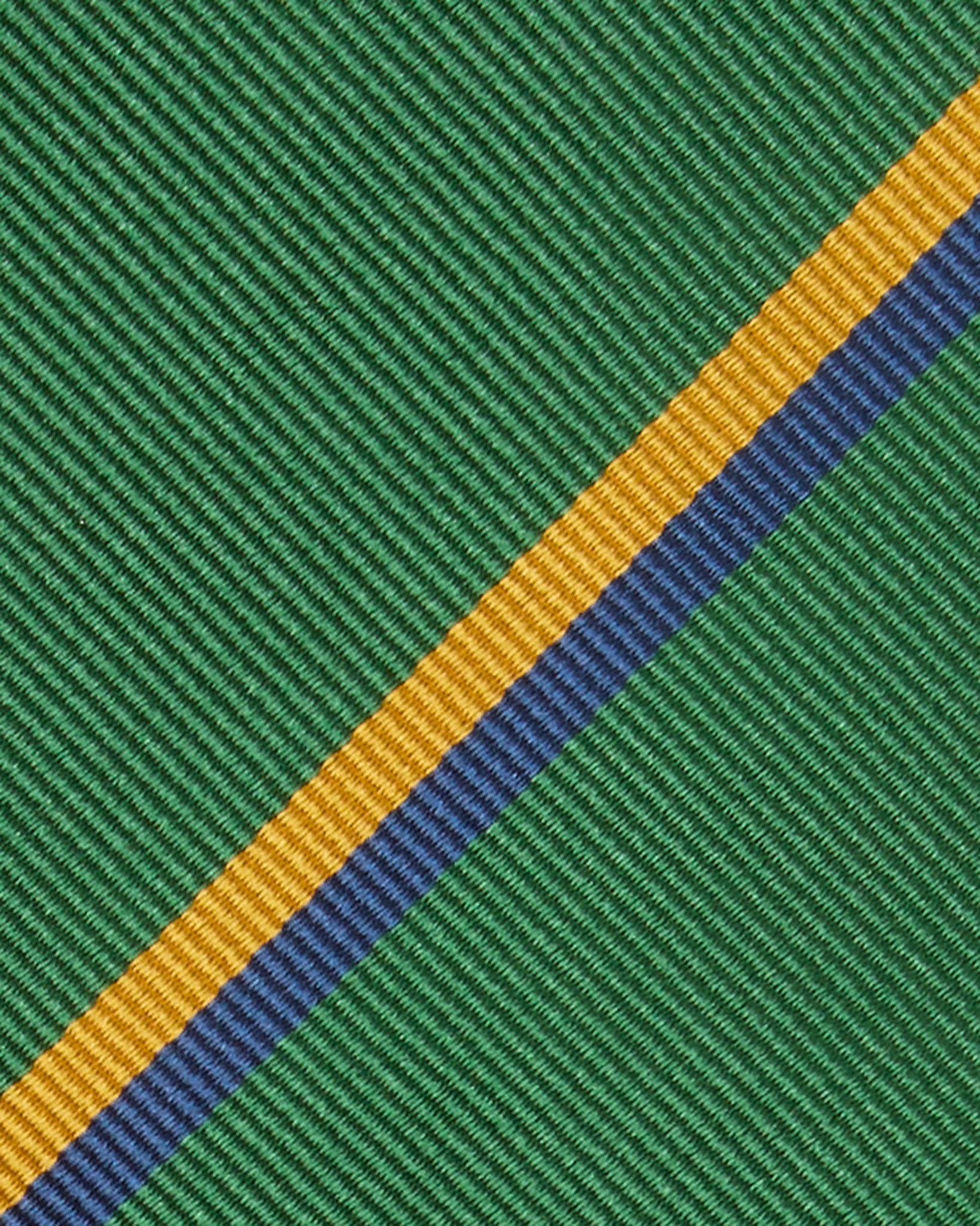 Silk Woven Tie in Green/Yellow/Navy Stripe