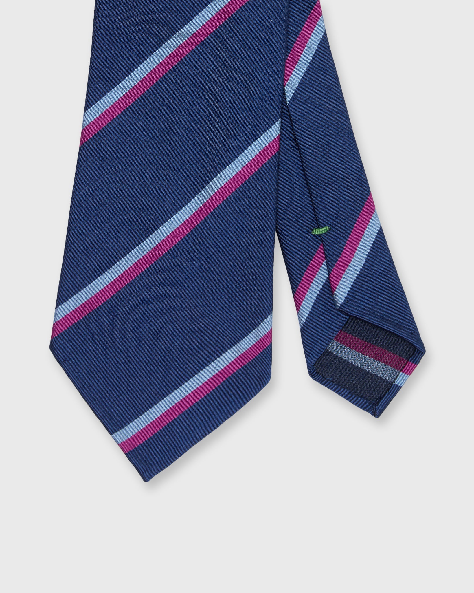 Silk Woven Tie in Navy/Sky/Berry Stripe