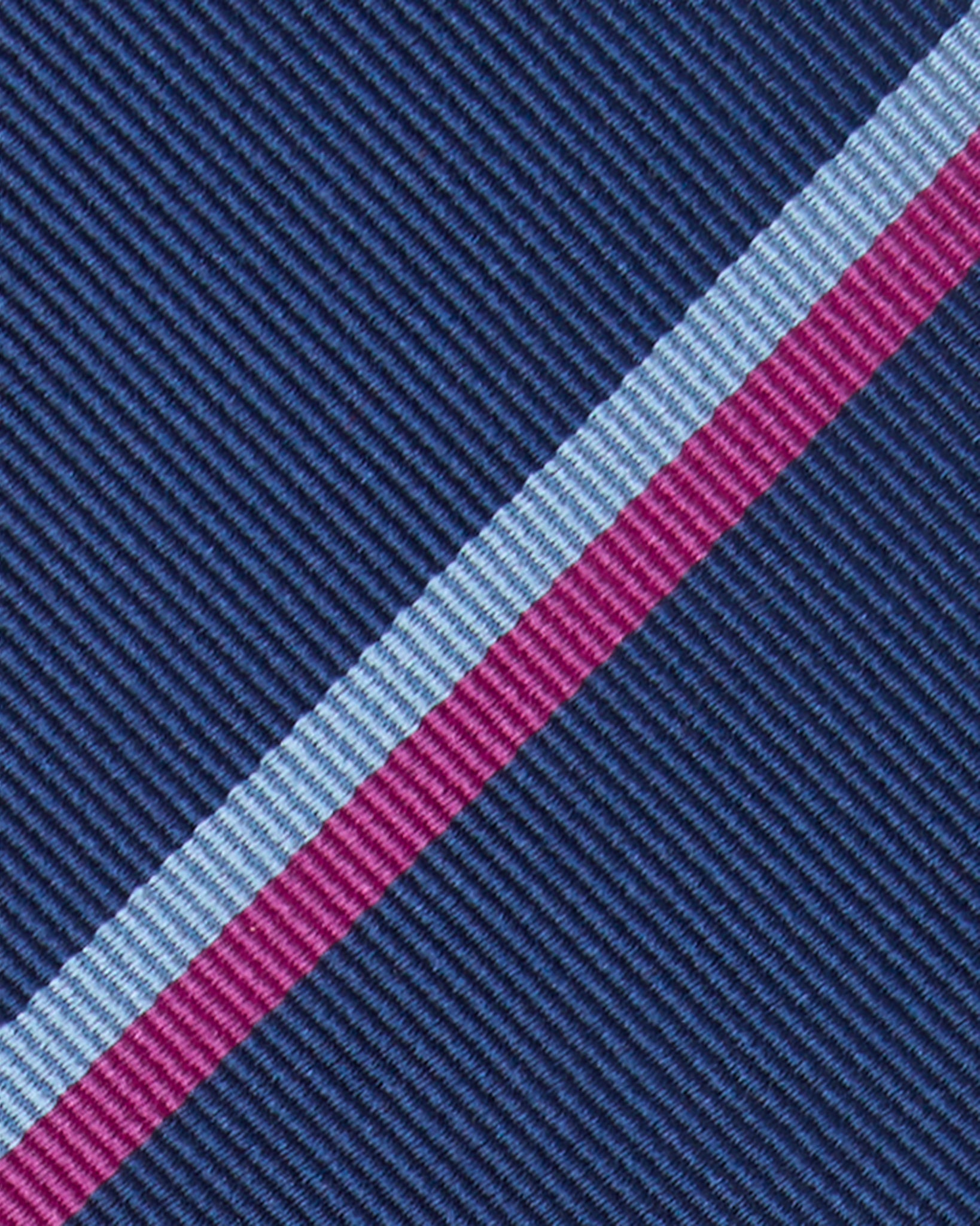Silk Woven Tie in Navy/Sky/Berry Stripe