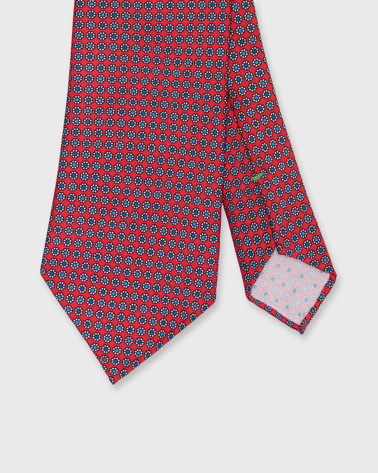 Silk Print Tie in Tomato/Blue/Yellow Foulard
