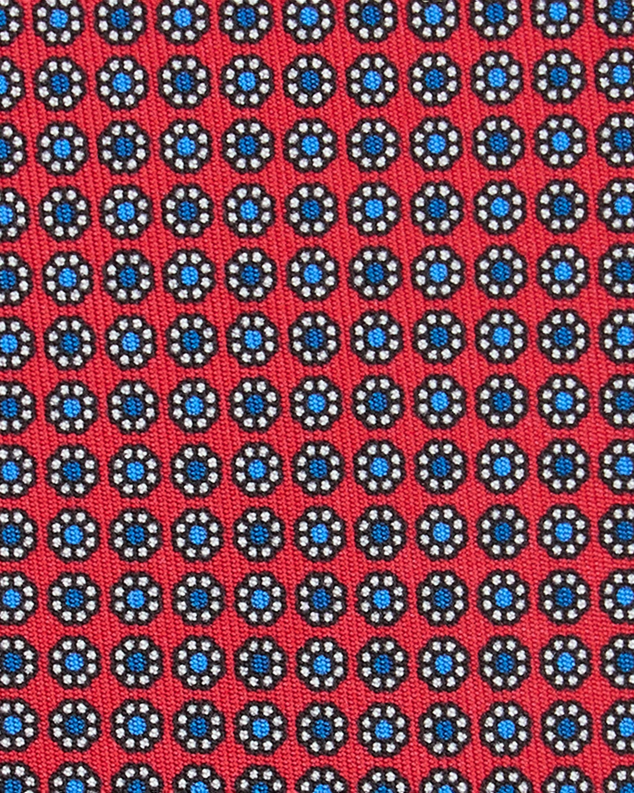 Silk Print Tie in Tomato/Blue/Yellow Foulard