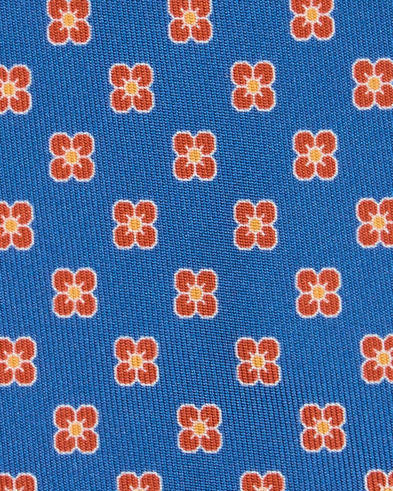 Silk Print Tie in Mid Blue/Blue/Orange Flower
