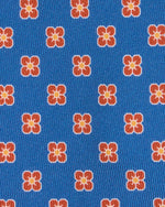 Load image into Gallery viewer, Silk Print Tie in Mid Blue/Blue/Orange Flower
