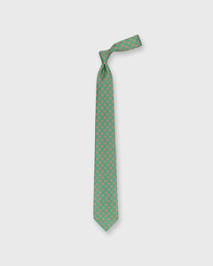 Silk Print Tie in Lovat/Ginger/Blue Flower