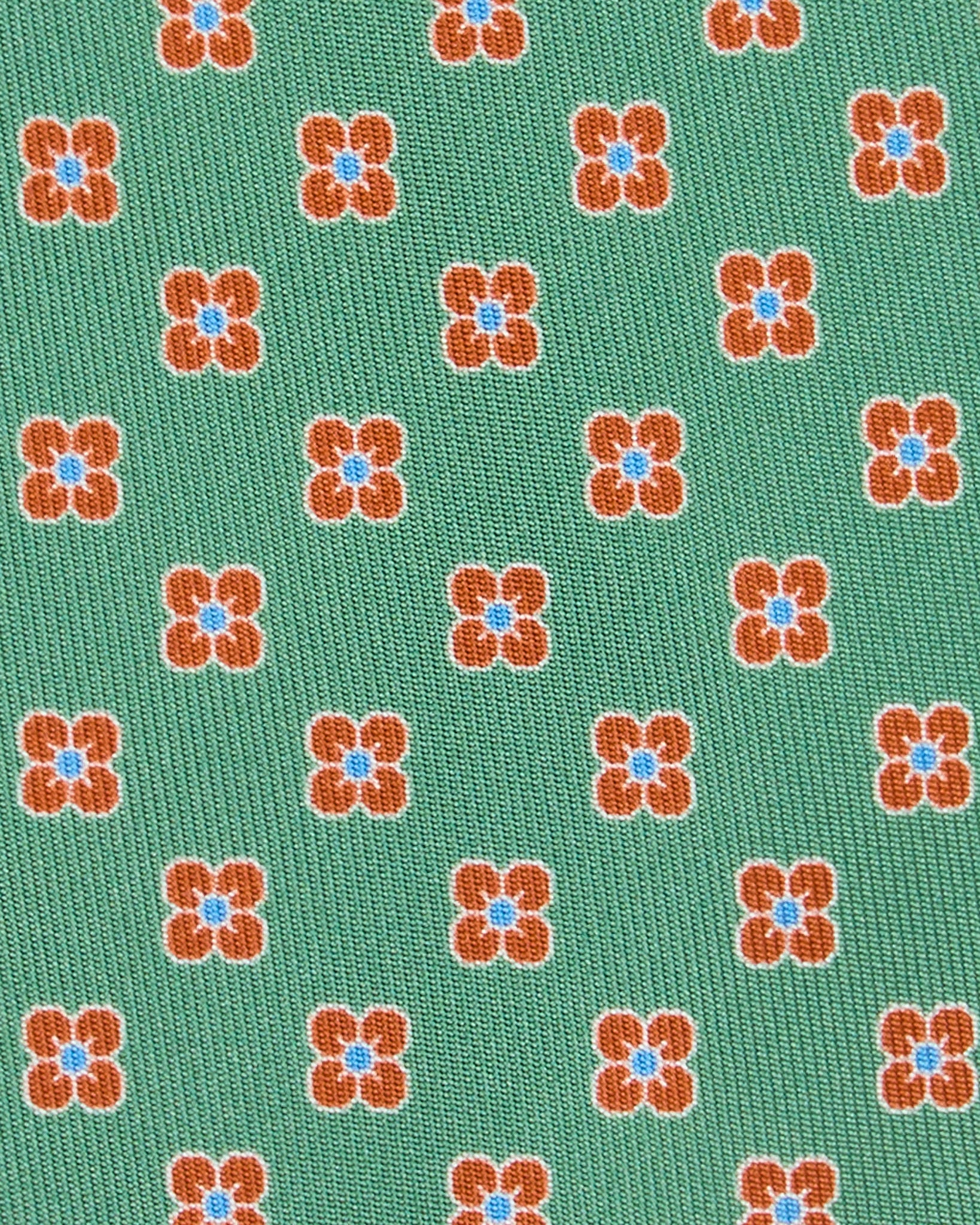 Silk Print Tie in Lovat/Ginger/Blue Flower