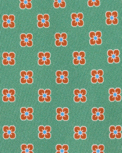 Silk Print Tie in Lovat/Ginger/Blue Flower