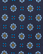Load image into Gallery viewer, Silk Print Tie in Navy/Sky/Blue Foulard
