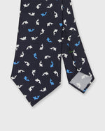 Load image into Gallery viewer, Silk Print Tie in Navy/Blue Shark
