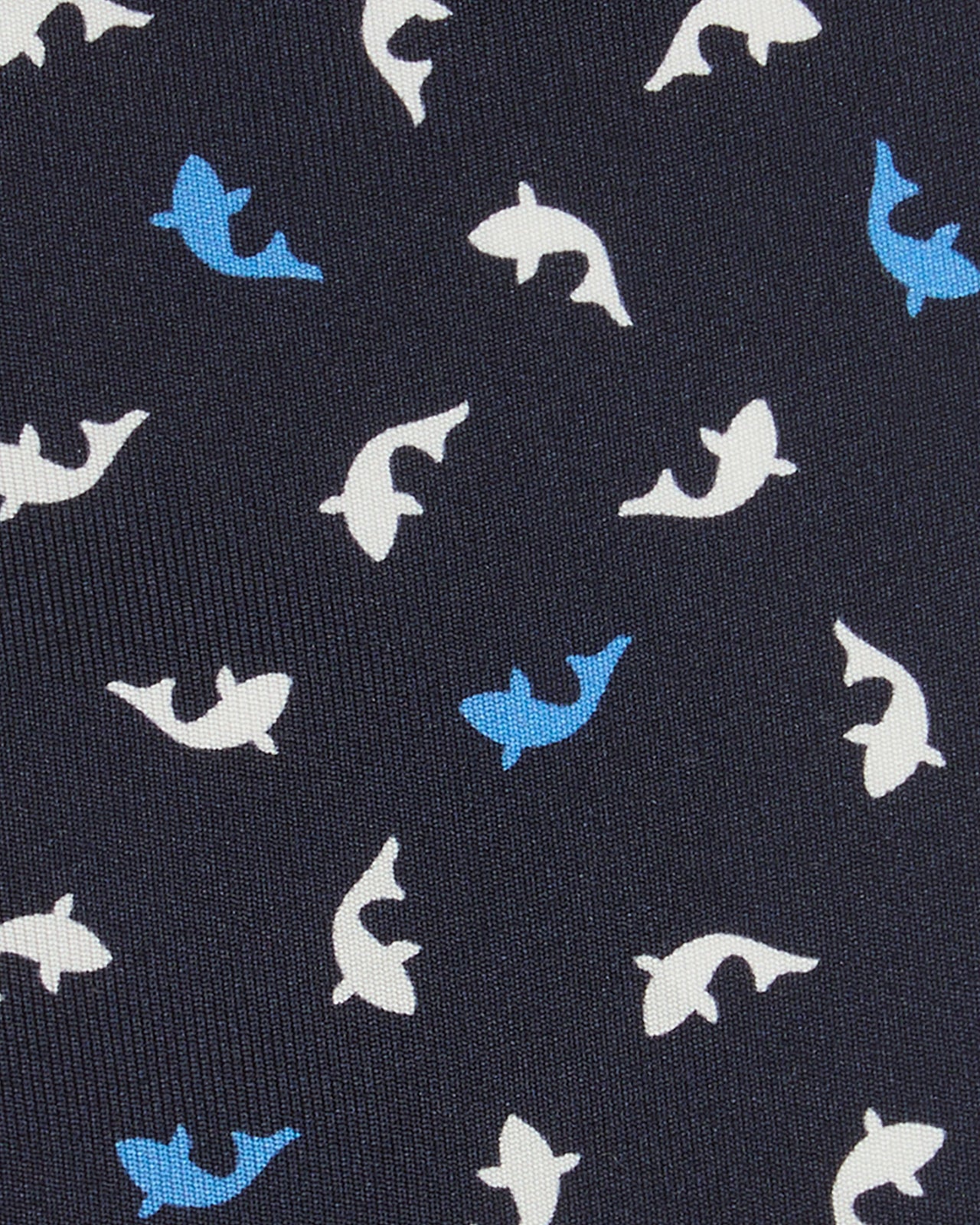Silk Print Tie in Navy/Blue Shark