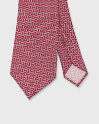 Silk Print Tie in Salmon/Sky/Lilac Links