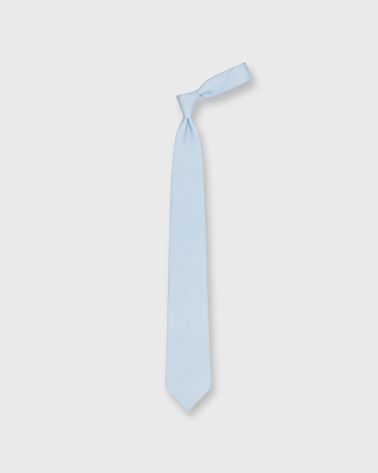 Silk Print Tie in Sky/Bone Check