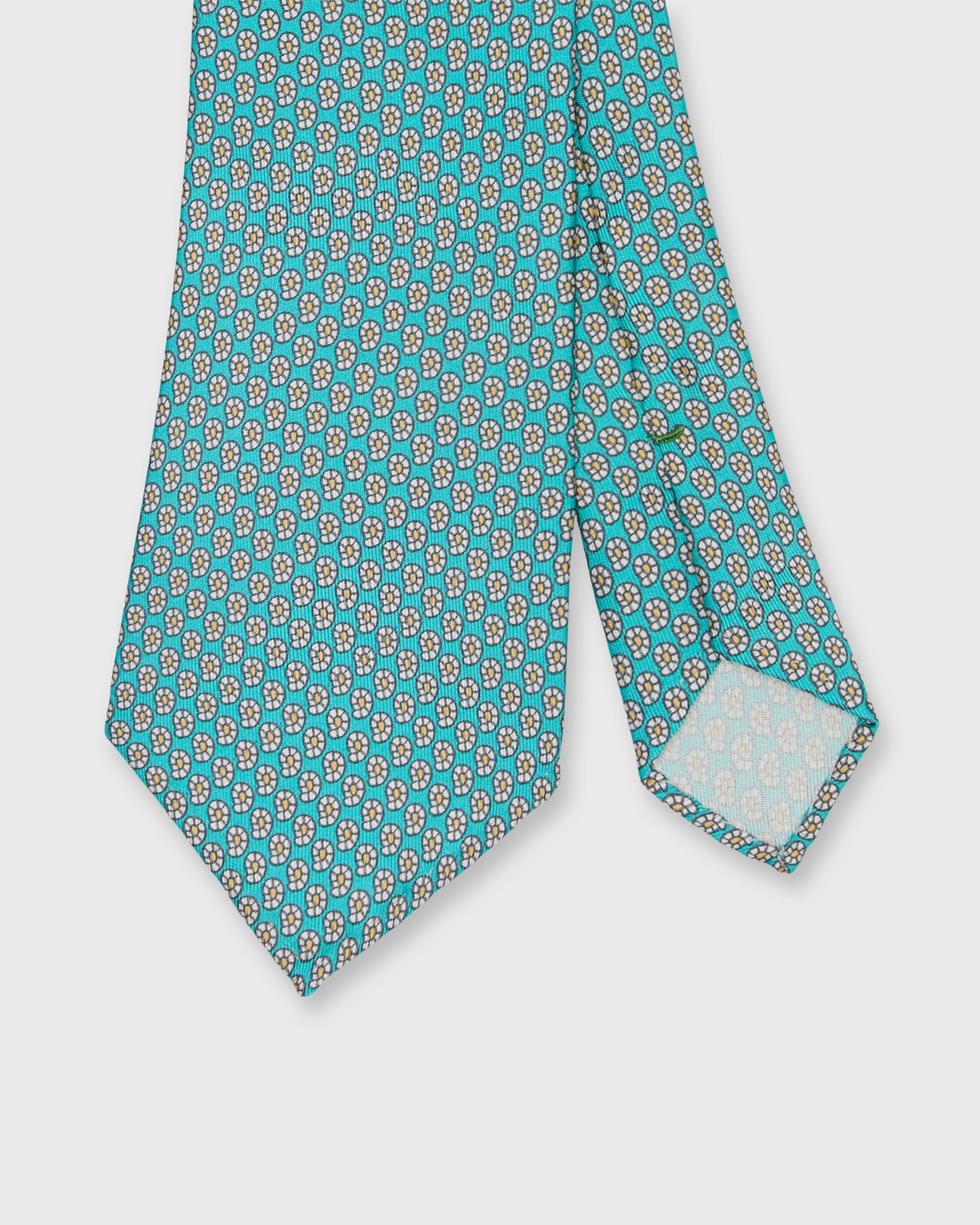 Silk Print Tie in Seafoam/Bone/Yellow Paisley