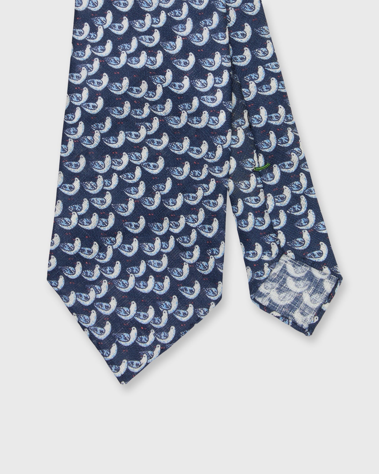 Linen Print Tie in Navy/Blue Gull