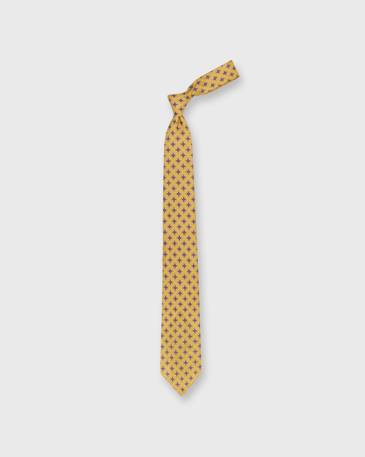 Linen Print Tie in Yellow/Blue Medallion