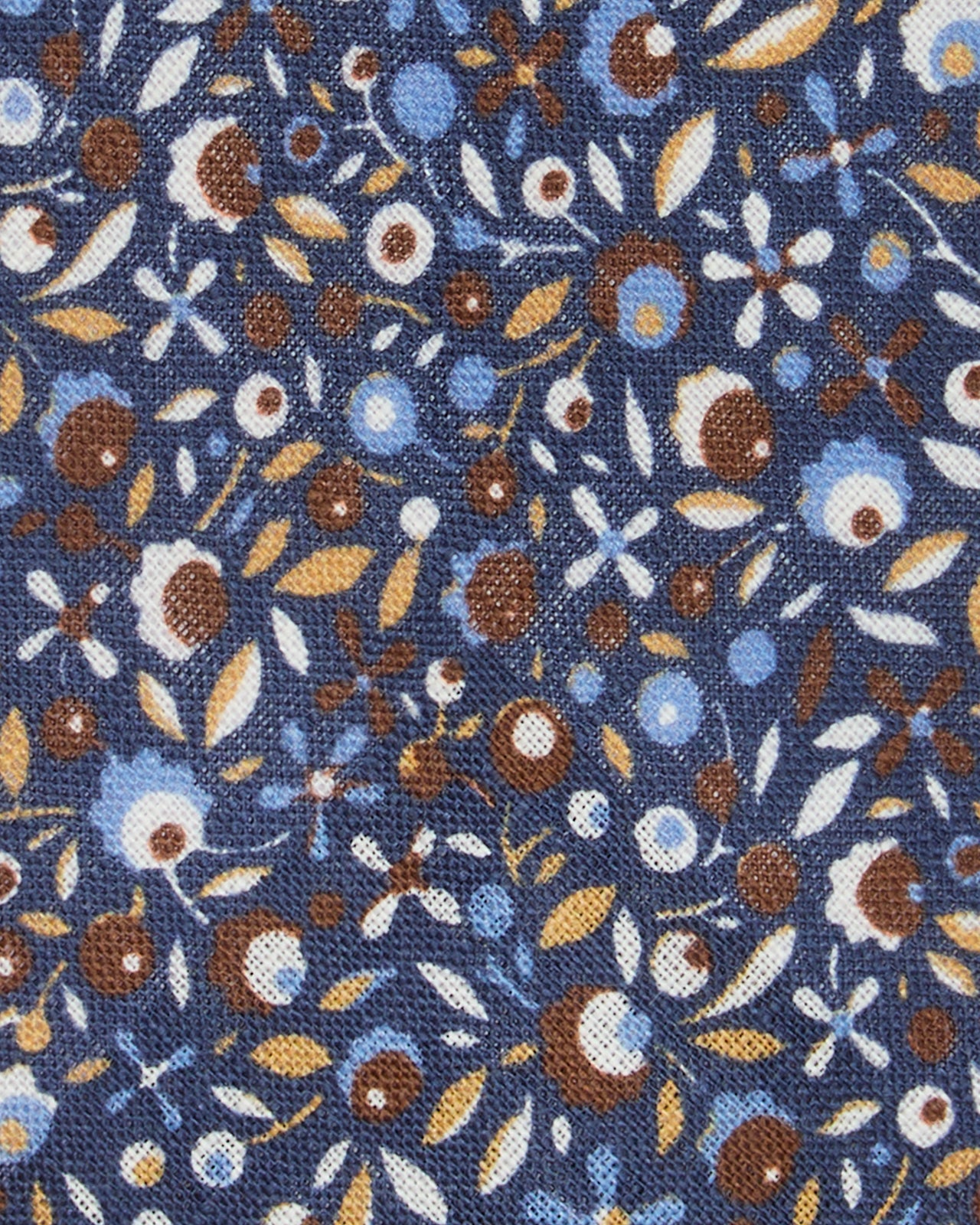 Linen Print Tie in Navy/Brown Floral