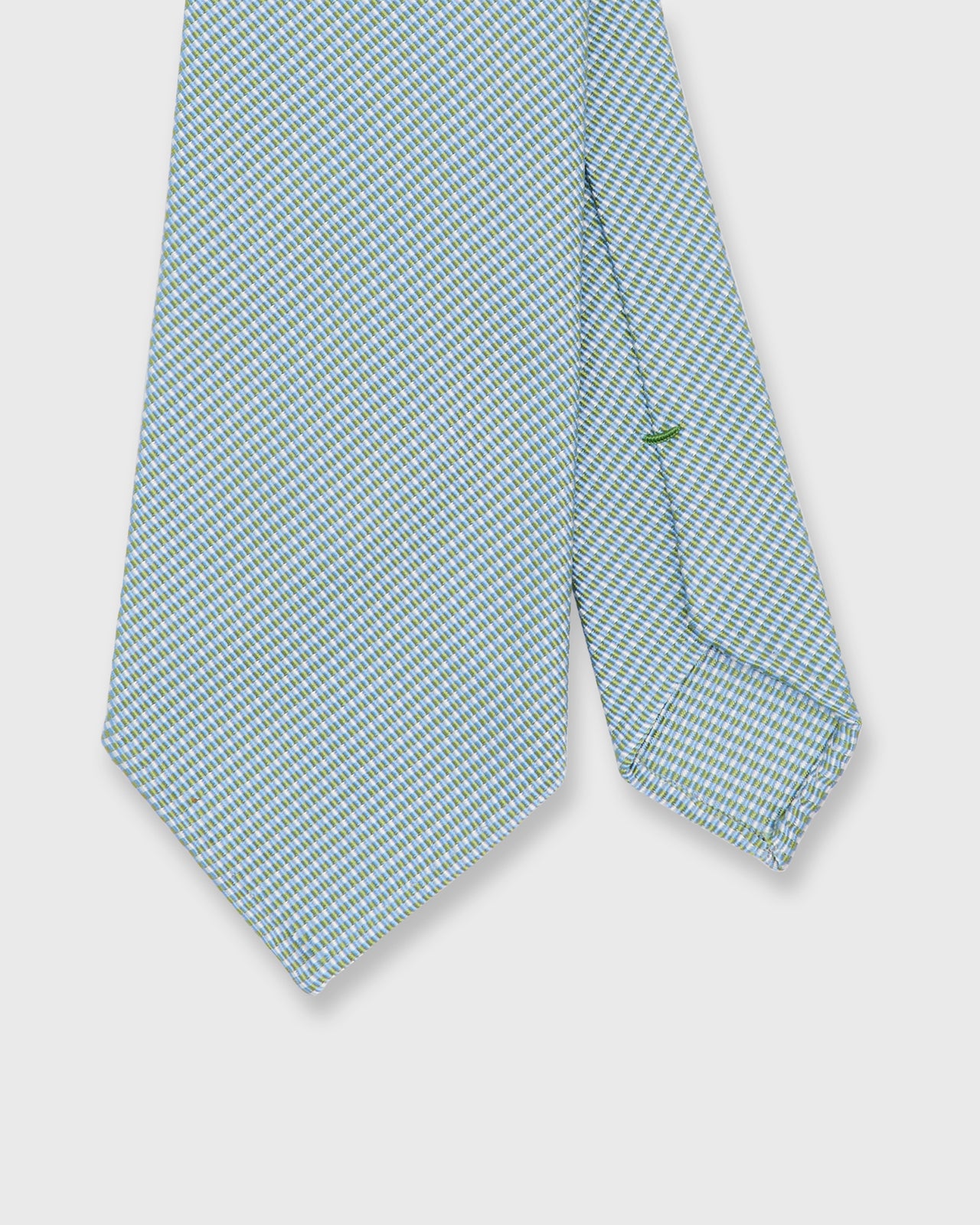Silk/Cotton Jacquard Tie in Green/Sky