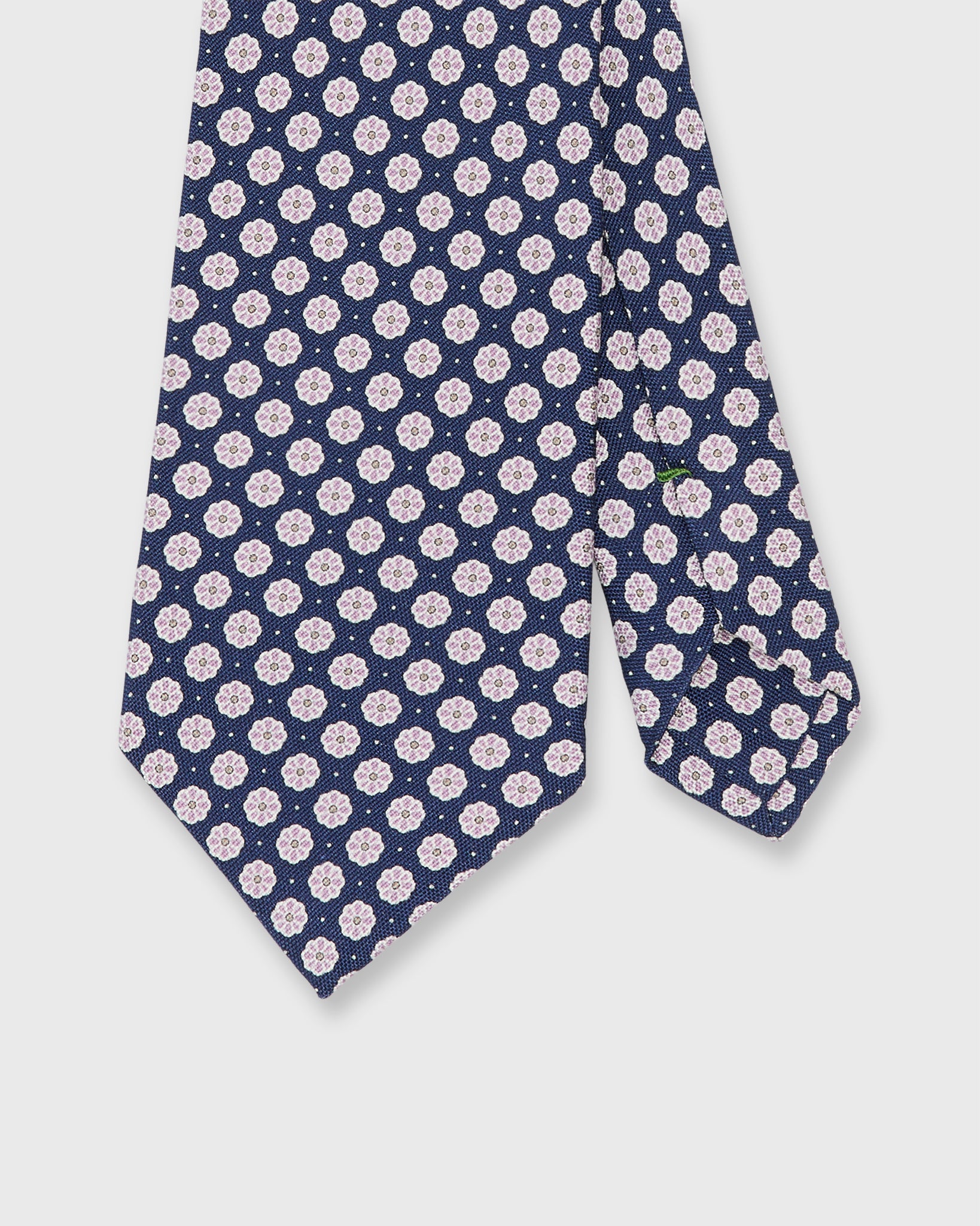 Silk Print Tie in Navy/Lilac Flower