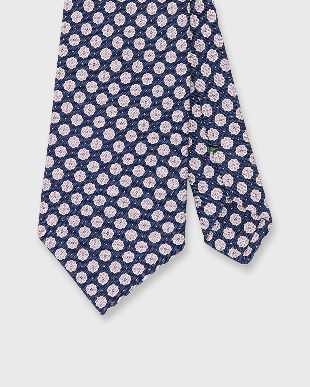 Silk Print Tie in Navy/Lilac Flower