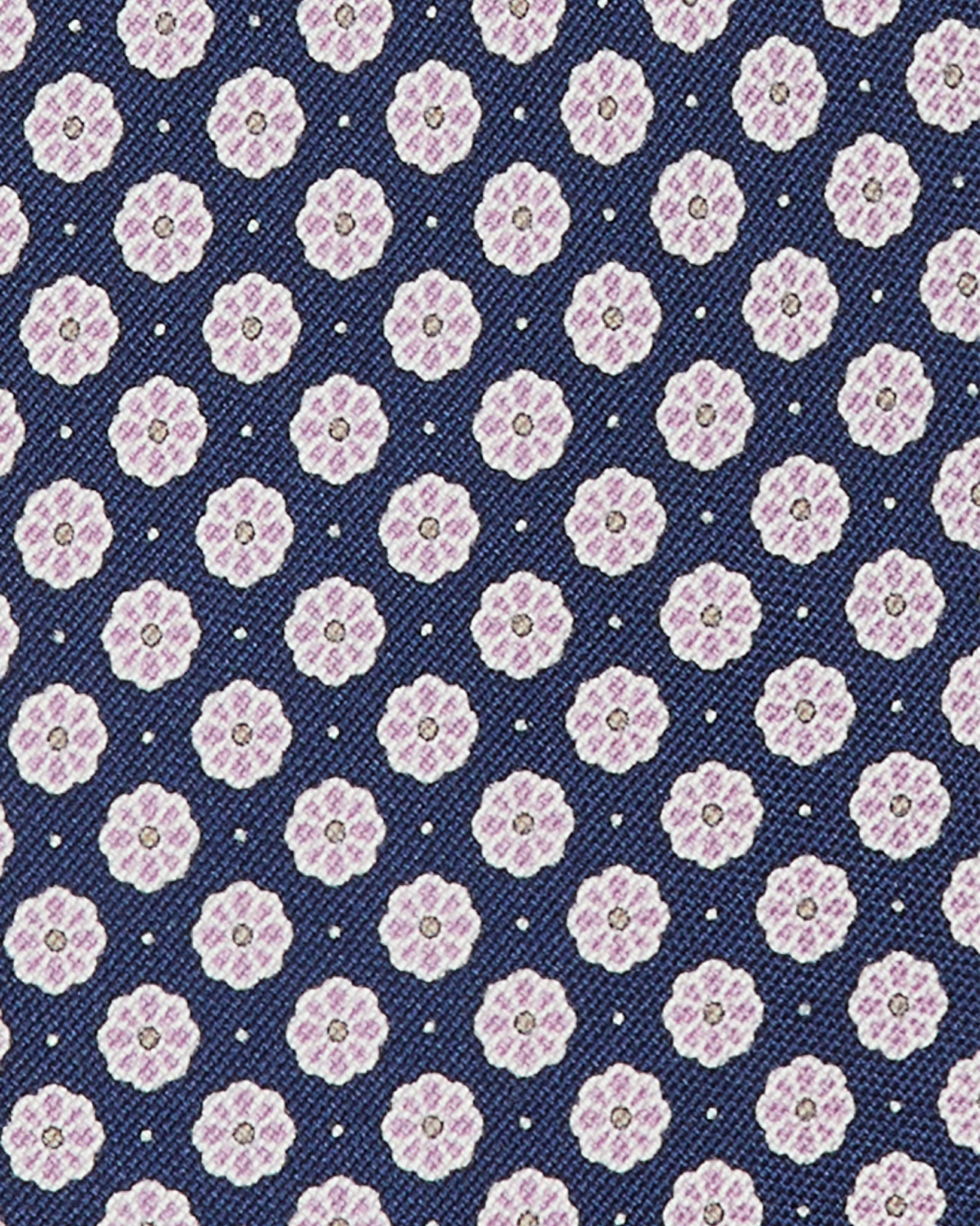 Silk Print Tie in Navy/Lilac Flower