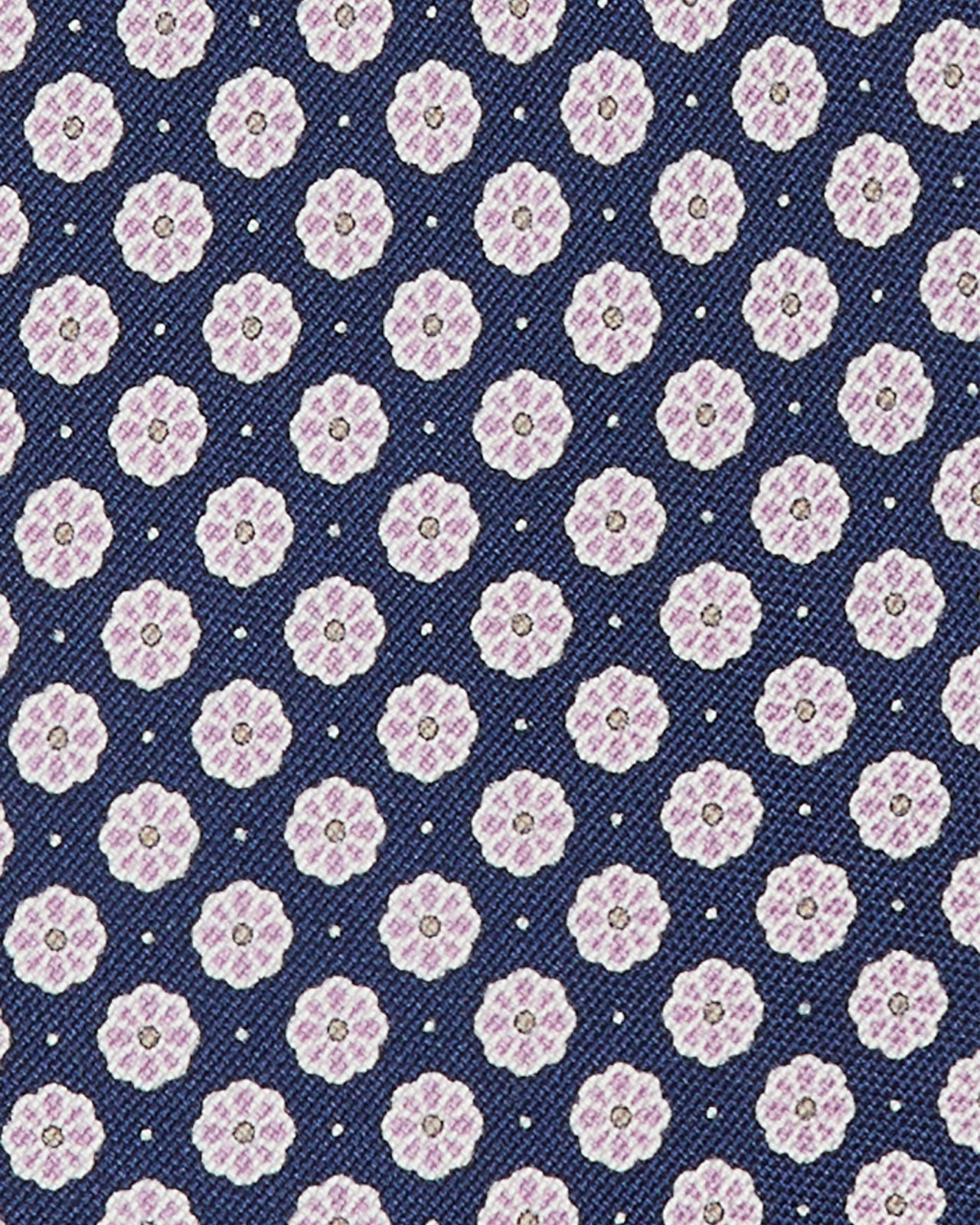 Silk Print Tie in Navy/Lilac Flower