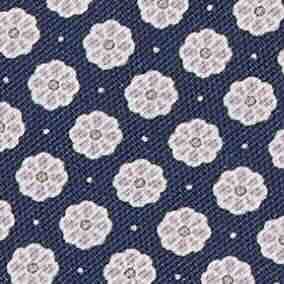 Silk Print Tie in Navy/Lilac Flower