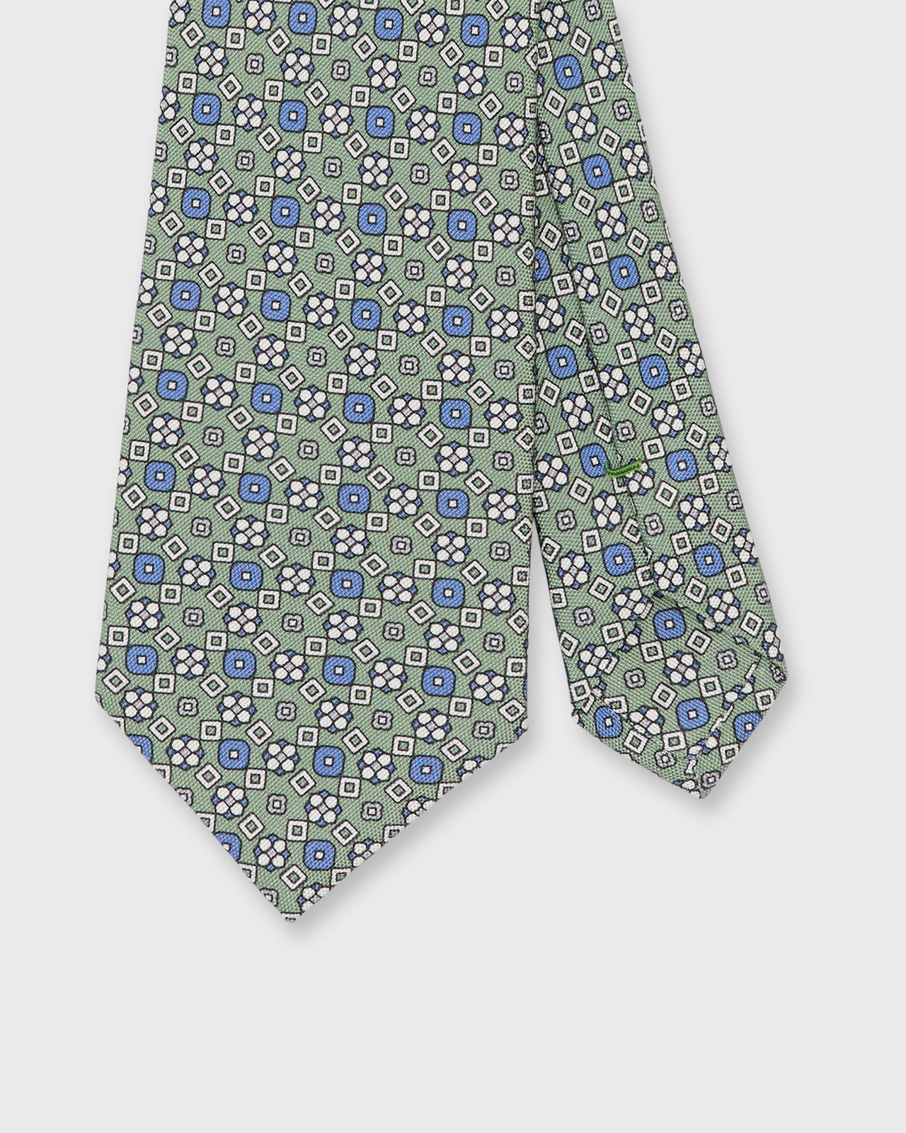 Silk Print Tie in Lovat/Blue/Smoke Kaleidoscope