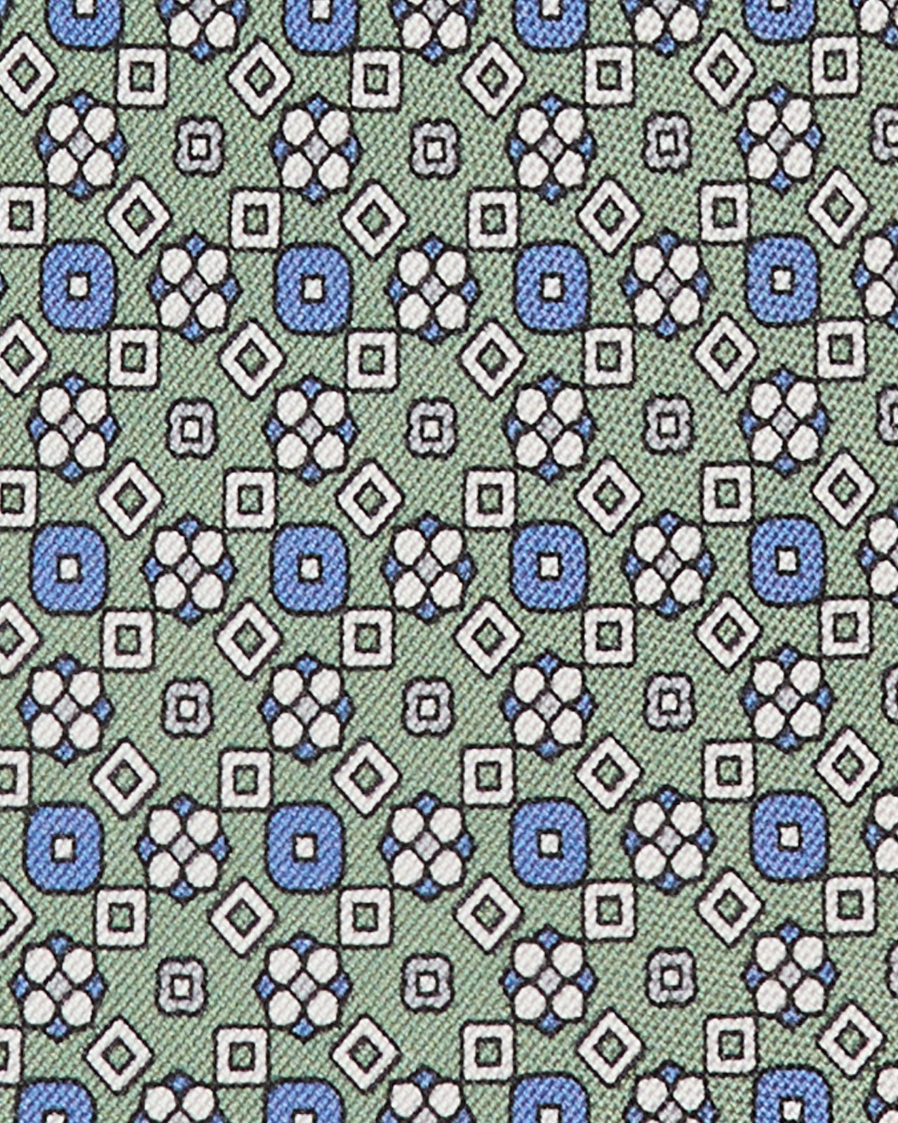 Silk Print Tie in Lovat/Blue/Smoke Kaleidoscope