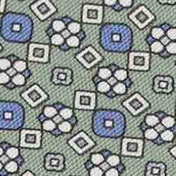 Silk Print Tie in Lovat/Blue/Smoke Kaleidoscope
