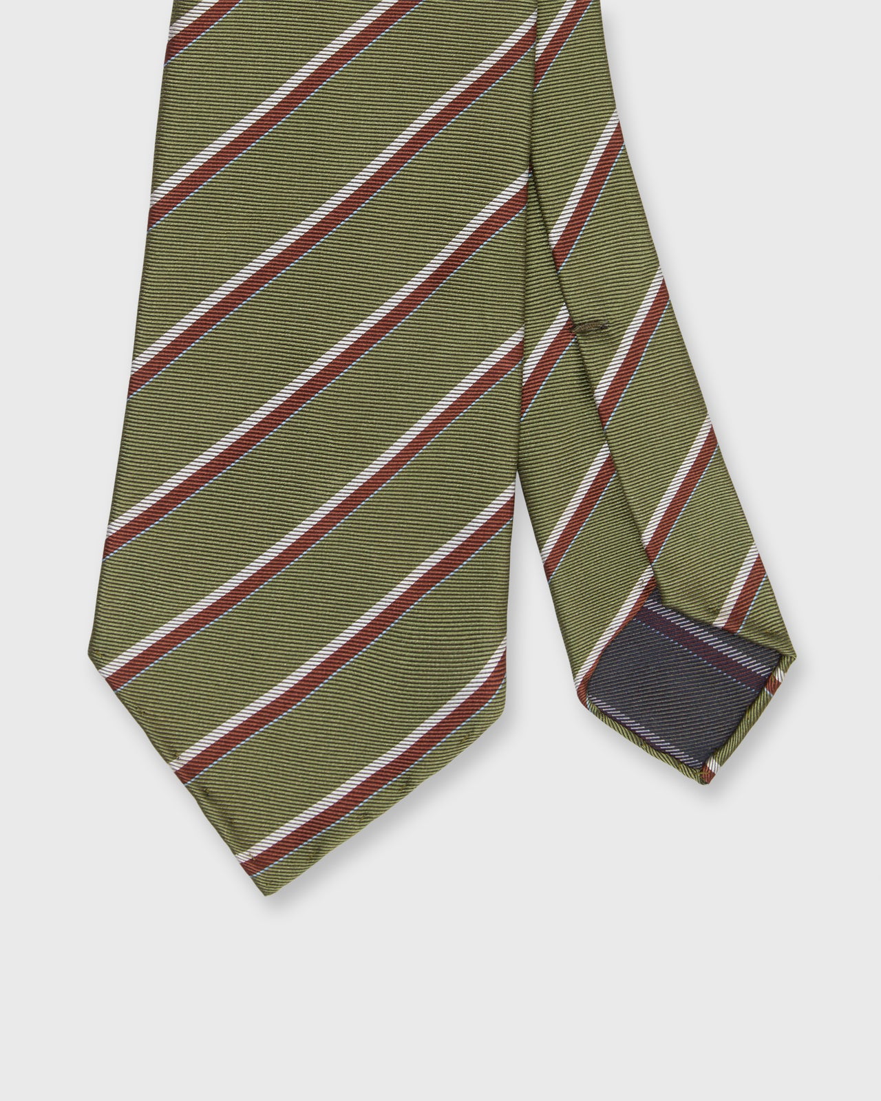 Silk Woven Tie in Olive/Umber/Bone Stripe