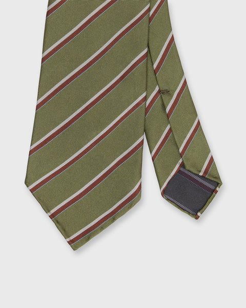 Silk Woven Tie in Olive/Umber/Bone Stripe | Shop Sid Mashburn display picture 3