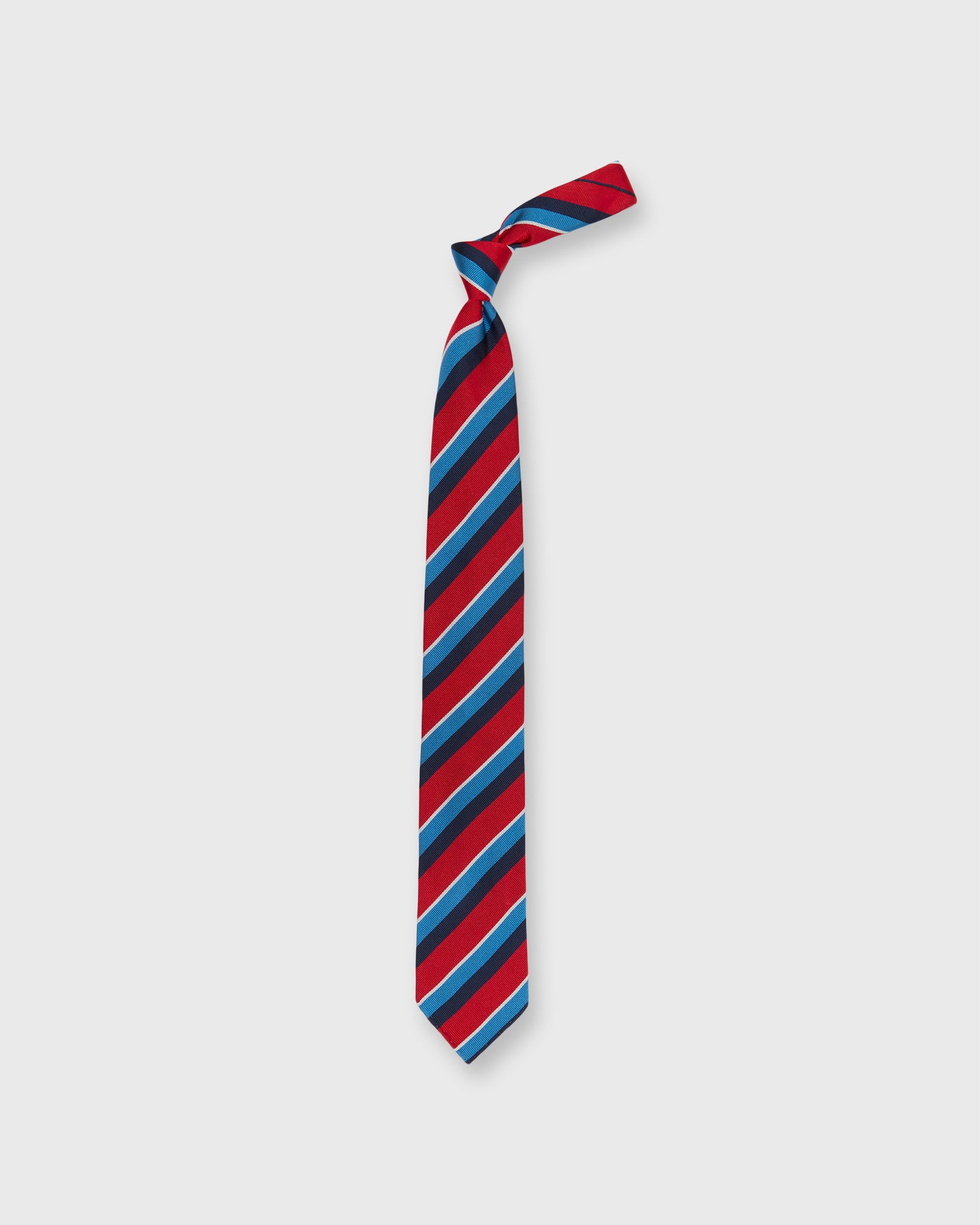 Silk Woven Tie in Red/Marine/Navy Stripe