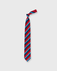 Silk Woven Tie in Red/Marine/Navy Stripe