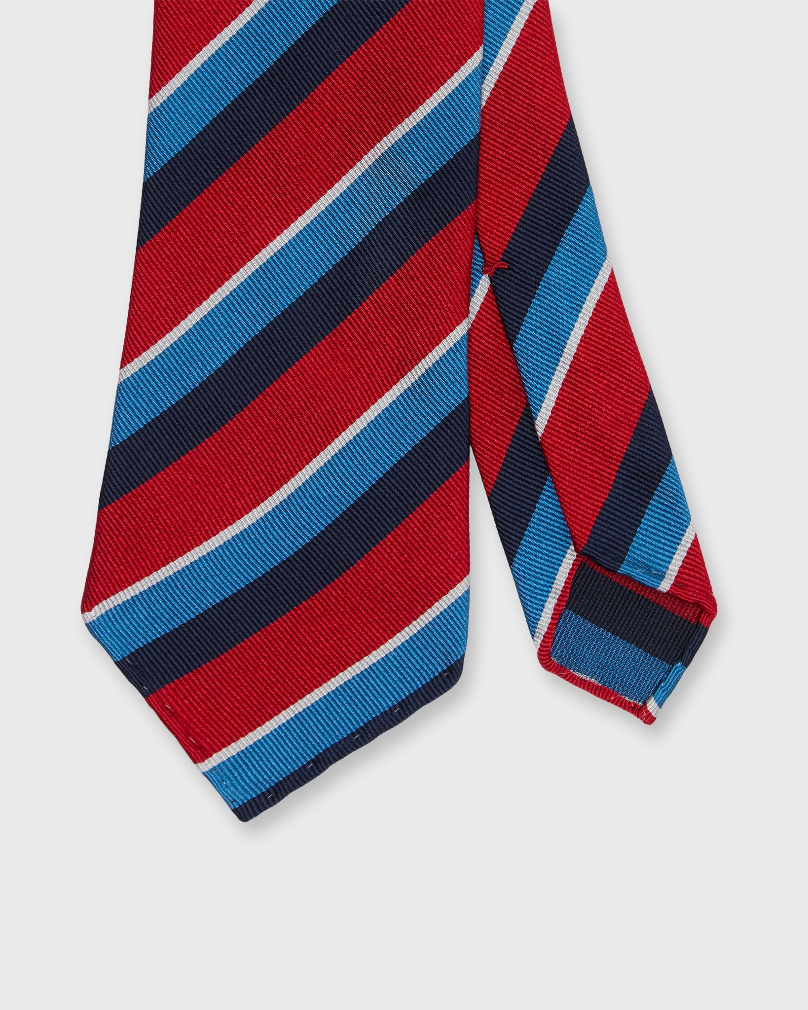 Silk Woven Tie in Red/Marine/Navy Stripe