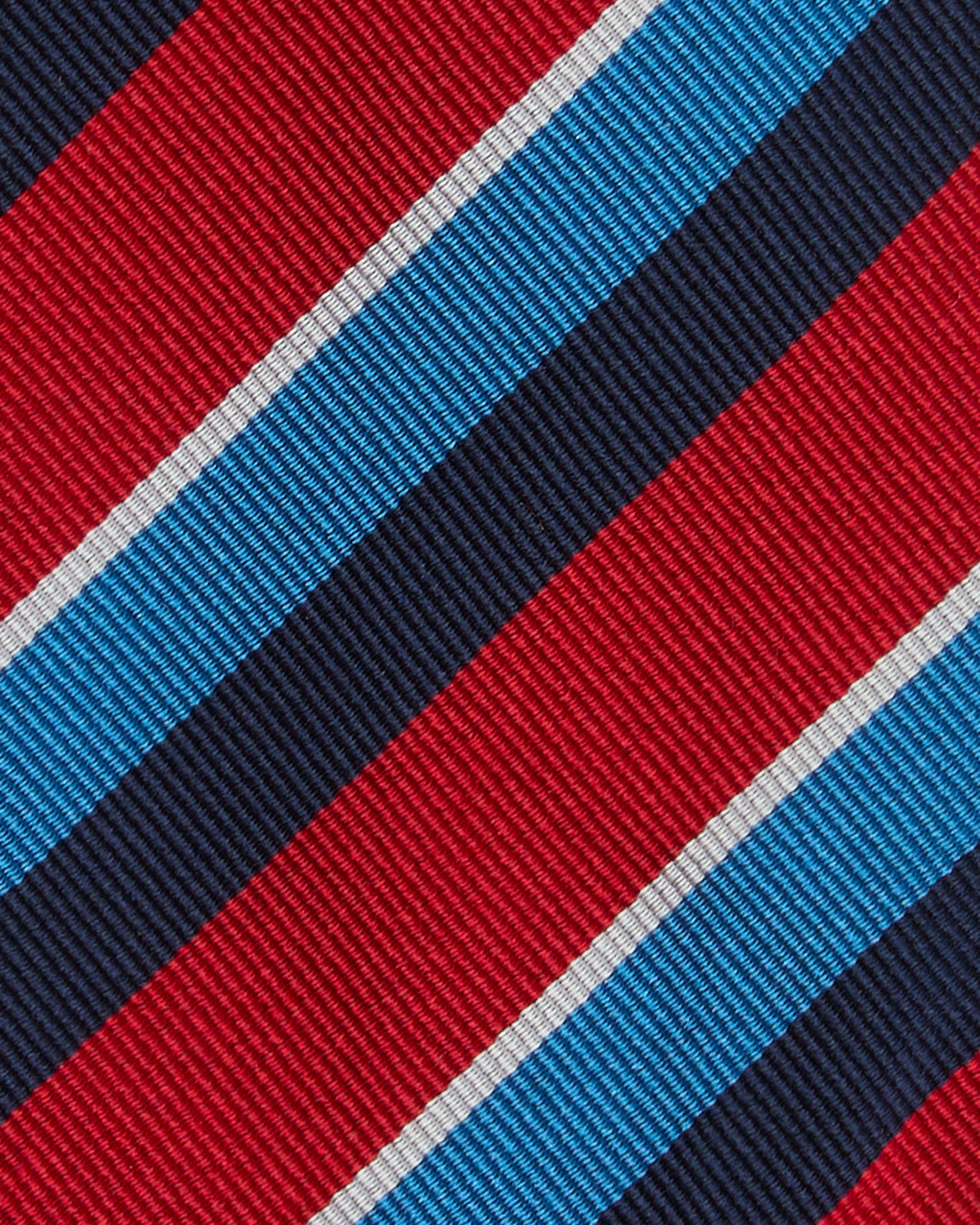 Silk Woven Tie in Red/Marine/Navy Stripe