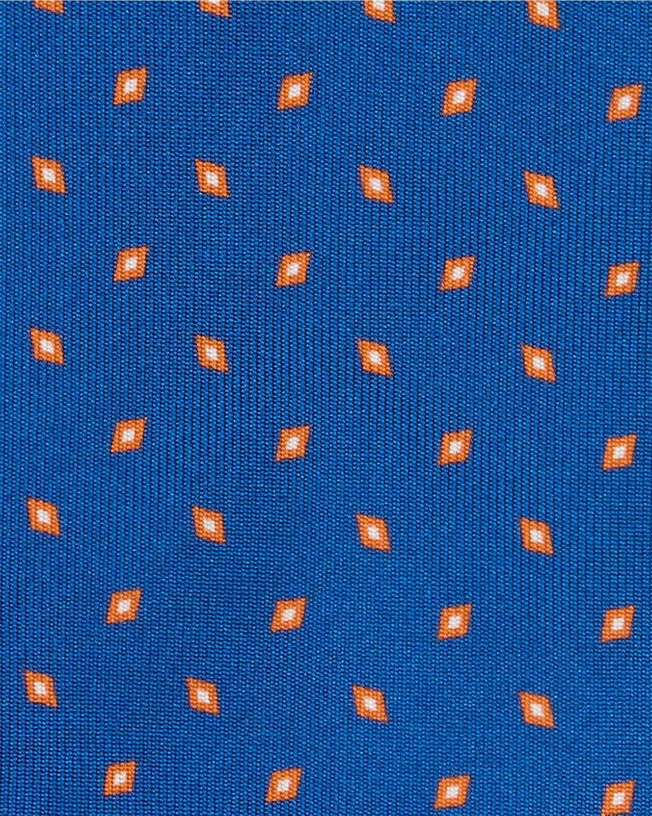Silk Print Tie in Blue/Orange Diamond
