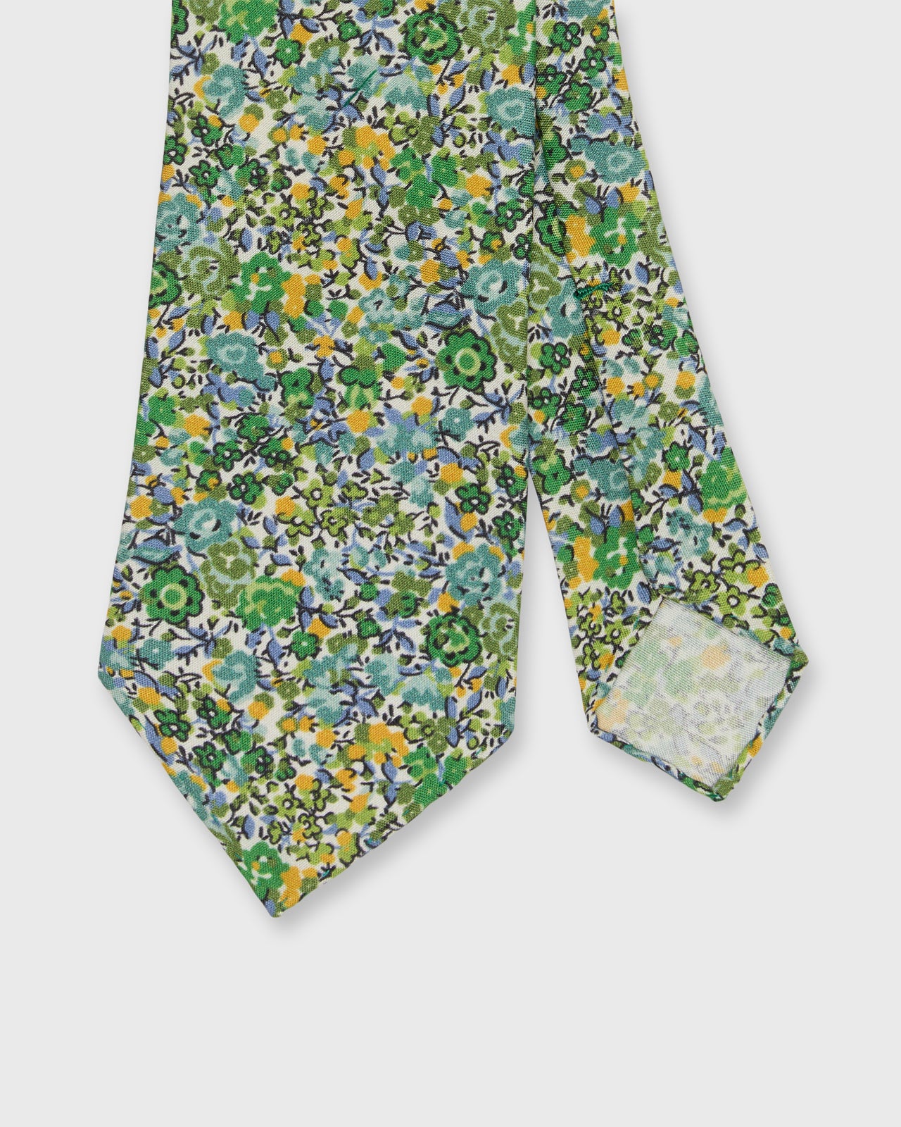 Silk Print Tie in Green Floral